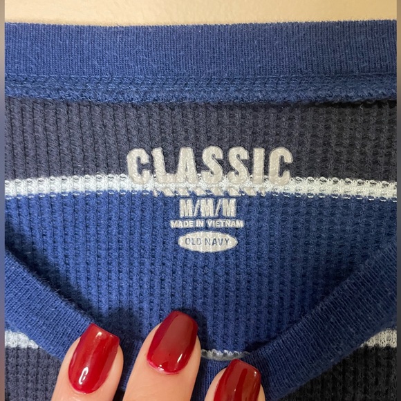 Mens Old Navy Striped Classic Waffle Shirt - Picture 3 of 3